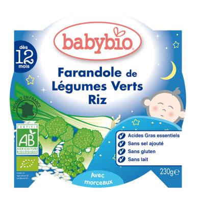 Babybio Assiette Brocoli/Haricots Verts de Vend&eacute;e Riz 12+ Mois 230 g - Lot de 5
