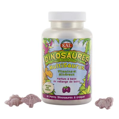 Kal Dinosaures Multisaurus 60 Comprim&eacute;s - Pot 60 comprim&eacute;s &agrave; croquer