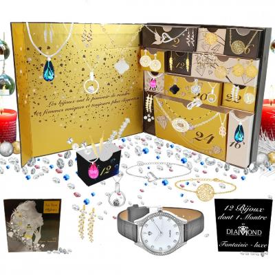 Calendrier de l'avent So Charm - 11 bijoux et 1 montre orn&eacute;e d'un v&eacute;ritable diamant
