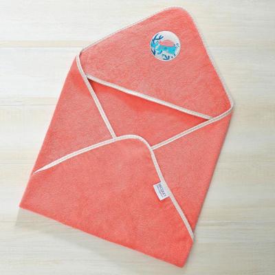 Cape de bain b&eacute;b&eacute; PETITES BETES en coton rose corail