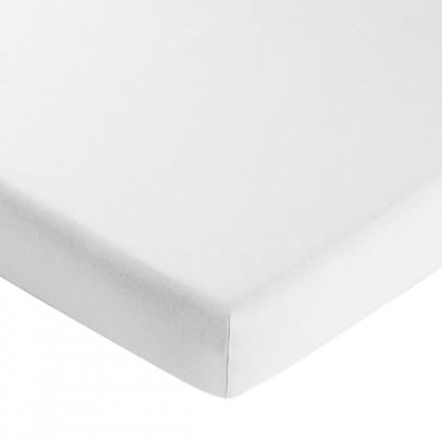 Drap-housse 160x200 en lin lav&eacute; blanc