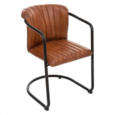 Atmosphera - Fauteuil en Cuir Marron cognac Dario Cognac