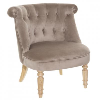 Fauteuil Sixtine Taupe - Velours - Atmosphera cr&eacute;ateur d'int&eacute;rieur