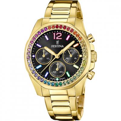 Montre Festina F20609/3 Noir, Bracelet En Acier, Femme