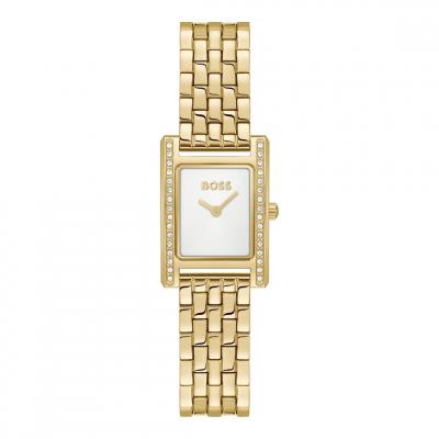 Boss Montre dor&eacute;e &agrave; cadran blanc et strass Couleur dor&eacute;e pcs. Women