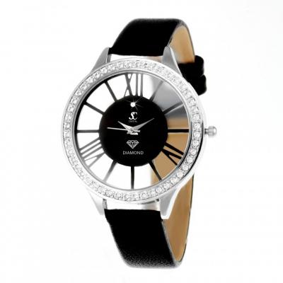 Montre femme MF301-DIAMANT Bracelet Cuir Noir - So Charm