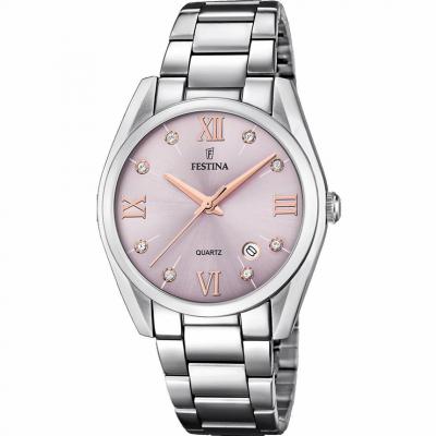 Montre Festina F16790/d Bordeaux, Bracelet Acier Inoxydable, Femme