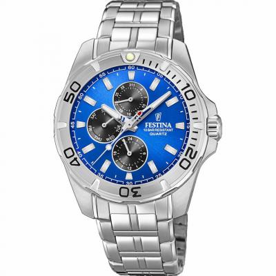 Montre Festina F20445-4 - Multifonctions Acier Argent&eacute; Cadran Bleu Homme