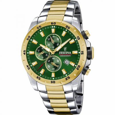 Chronographe Festina Bicolore F20562/3 Cadran vert  Etanche 10ATM