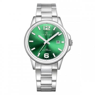 Bracelet acier homme - CERTUS - Montre Certus acier fond vert dateur - Couleur de la mati&egrave;re:Blanc