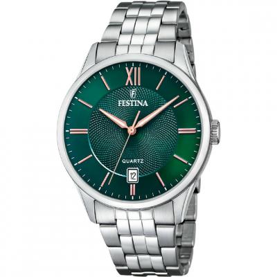 Montre Festina F20425/7 Vert, Bracelet En Acier, Homme