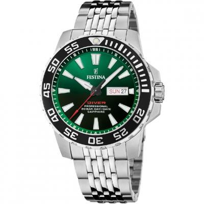 Montre Festina F20661/2 Vert, Bracelet D&acute; Acier Inoxydable, Homme