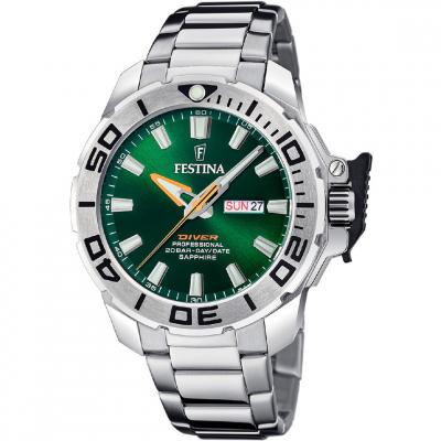 Montre Festina F20665/2 Vert, Bracelet D&acute; Acier Inoxydable, Homme