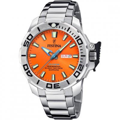 Montre Festina F20665/5 Orange, Bracelet D&acute; Acier Inoxydable, Homme