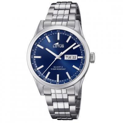Montre Lotus L18670-3 - CLASSIQUE Dateur Acier Argent&eacute; Cadran Bleu Homme