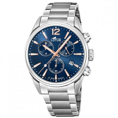 Montre Lotus L18690-2 - CHRONO Dateur,Chronographe Acier Argent&eacute; Cadran Bleu Homme