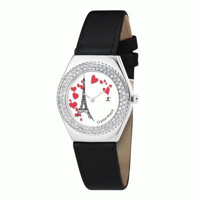 Montre Sc Crystal MF316-COEURS-TE+BRACELET006-NOIR