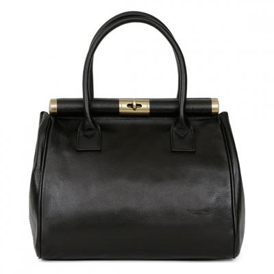 Sac port&eacute; main 2 poign&eacute;es Cuir REPUBLIQUE Noir Pia