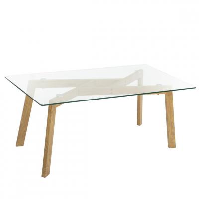 Table Basse P Imitation Ch&ecirc;ne Taho Transparent
