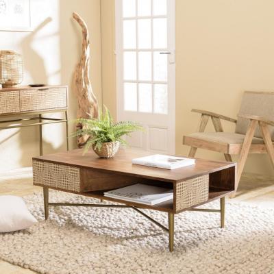 MACABANE Alix - Table Basse rectangulaire en Bois de manguier 2 niches
