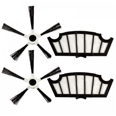 Menalux MRK04 2 Filtres Moteur + 2 Brosses Lat&eacute;rales pour Aspirateur Adaptable pour Hoover