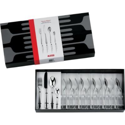 Alessi 5180s24m Set de 24 couverts monoblocs en acier inoxydable poli 18/10 Nuovo Milano