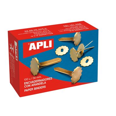 APLI 12286 Bo&icirc;te de 100 Attaches parisiennes avec oeillets 30mm
