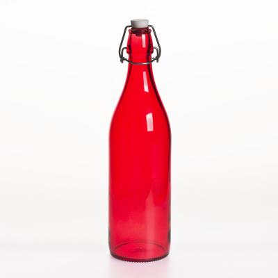 Bouteille &agrave; limonade avec son bouchon m&eacute;canique 1 l rouge