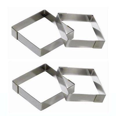 Carr&eacute;s &agrave; Tartelette inox 8 x 8 x 2cm (lot de 4 )*