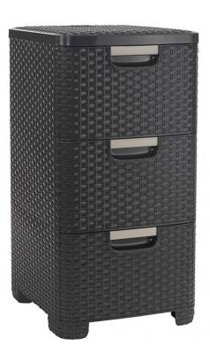Tour de Rangement 3 x 14 L Aspect Rotin Chocolat