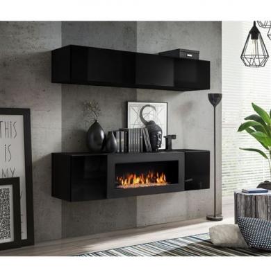 Ensemble mural - FLY N - 1 rangement mural - 1 meuble TV - Noir