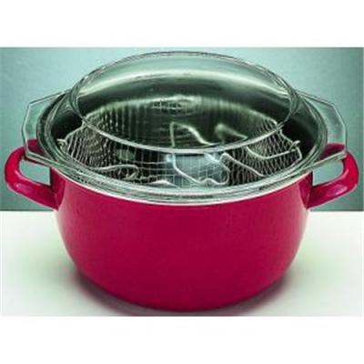 Friteuse en acier &eacute;maill&eacute; avec panier et couvercle 24 cm Ibili