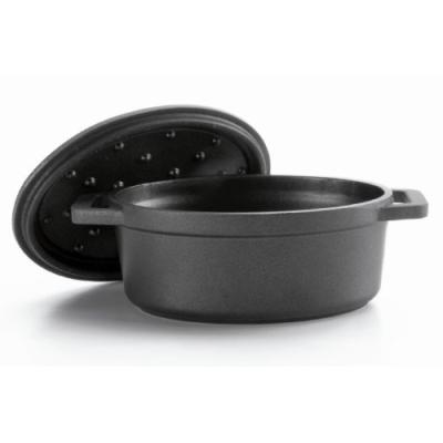 LACOR 25912 Faitout avec Couvercle Ovale Aluminium Fondu Noir 12 x 8,5 cm
