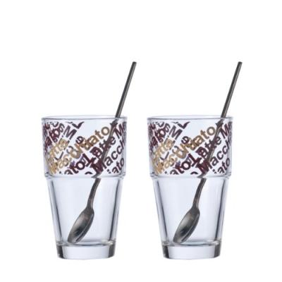 Set de verres - Leonardo - Solo Latte Macchiato - 4 pi&egrave;ces - Verre &agrave; pied - Argent