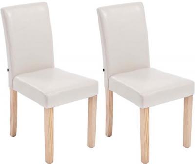Lot de 2 Chaises de salle &agrave; manger Ina similicuir avec pieds en Bois beige Nature