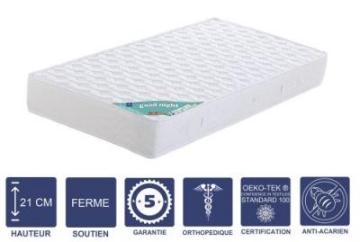 Matelas 140x190 x 21 cm - Ferme - Aertech+ 35 Kg/m3 HR Derni&egrave;re G&eacute;n&eacute;ration - Tr&egrave;s Respirant