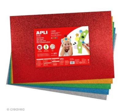 Mousse EVA thermoformable 40x60 cm - 5 pi&egrave;ces paillet&eacute;es - APLI AGIPA