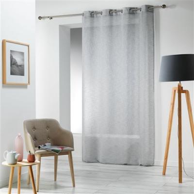 Panneau a oeillets 140 x 240 cm voile tisse carlin Gris Douceur d'Int&eacute;rieur