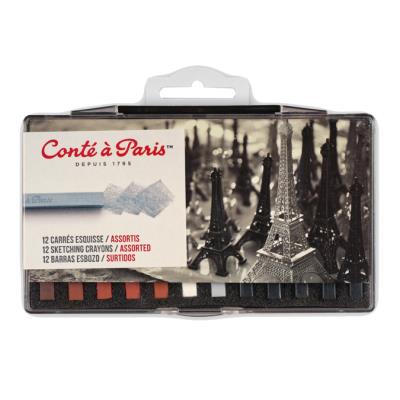 Pastels carr&eacute;s Cont&eacute; set esquisse 12 pi&egrave;ces