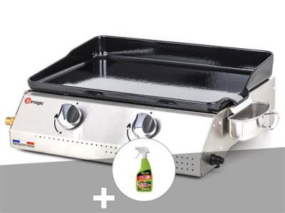 Plancha &agrave; gaz Vera 200 avec cuve en inox - Somagic + D&eacute;graissant plancha