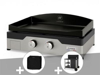 Plancha gaz Signature Allure 260 Duo + Housse de protection + Desserte
