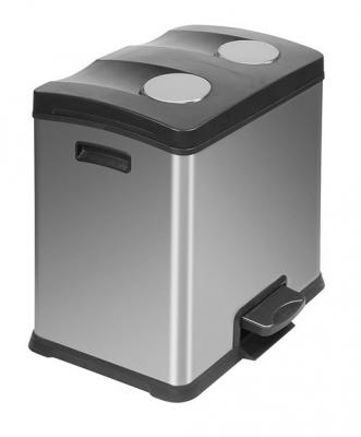 Poubelle recycle rejoice step bin 2x12l inox mat, eko