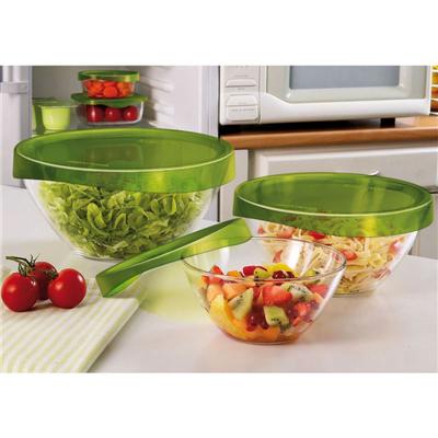 LUMINARC Saladier + couvercle Keep'n bowl T 23 cm transparent et vert