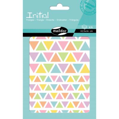 Set de 4 planches A6 &agrave; gommettes Maildor Initial Triangles