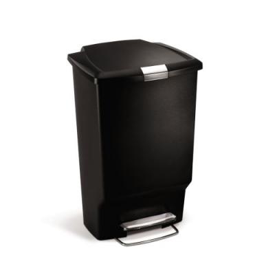 Poubelle Rectangulaire A P&eacute;dale en Plastique Noir 45L