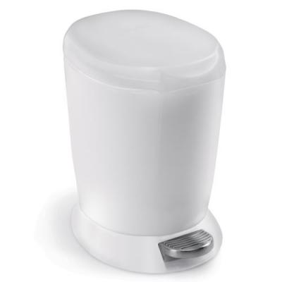 Poubelle Ronde A P&eacute;dale en Plastique Blanc 6L