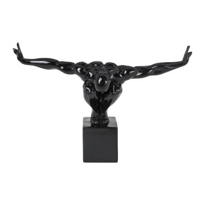 Statuette homme en polyr&eacute;sine noire 43x29