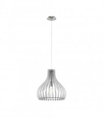 Suspension TINDORI 1 ampoule nickel satin&eacute; Diam&egrave;tre 38 Cm abat jour blanc