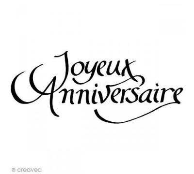 Tampon en bois joyeux anniversaire 70x27mm - art&eacute;mio