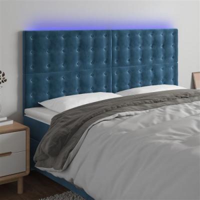 Vidaxl t&ecirc;te de lit &agrave; led bleu fonc&eacute; 160x5x118128 cm velours 